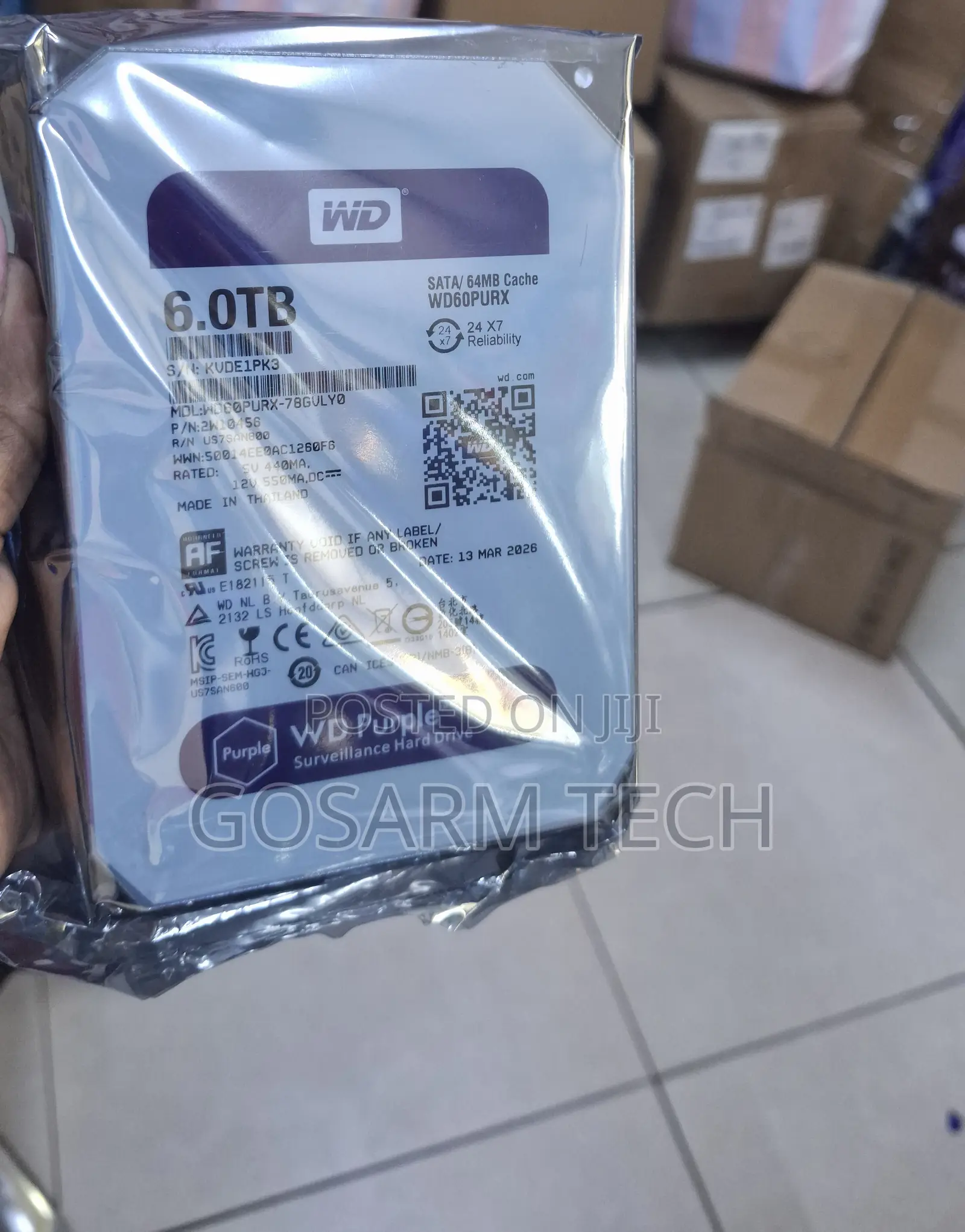 High Perfomance Wd Purple 6tb Surveillance Internal Hard Disk Drive