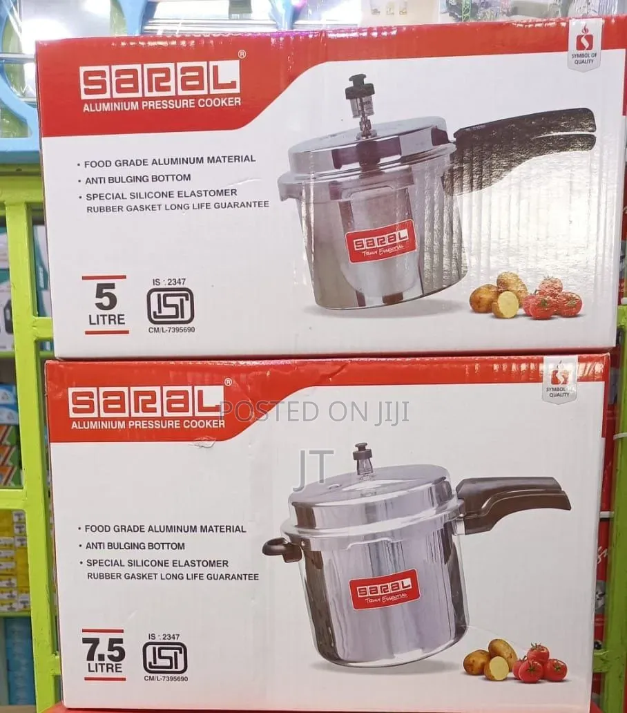 Saral Aluminum Pressure Cooker With Extra Lid (3L, 5L, 7.5L, 10L, 12L)