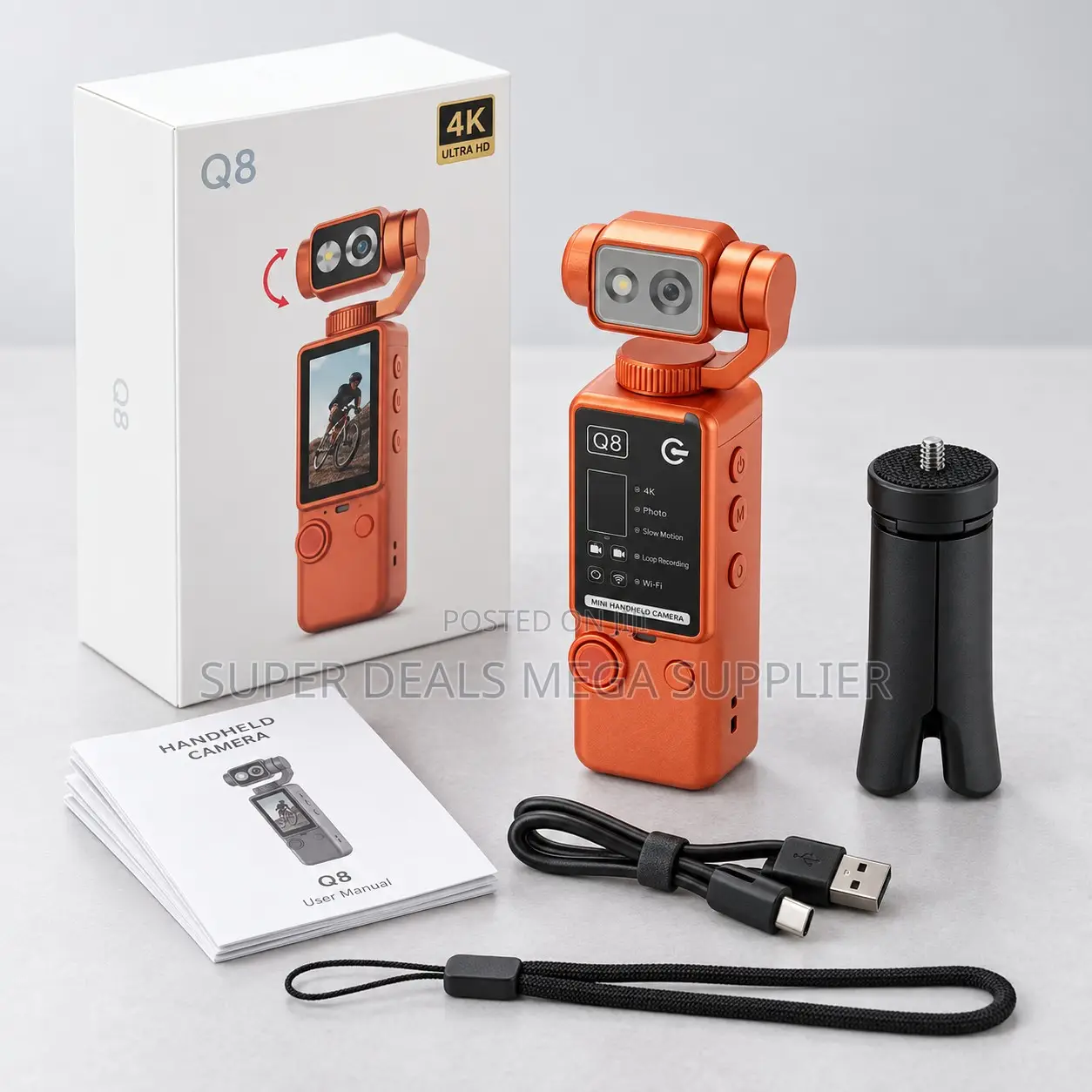 Portable Professional Q6,Q7,Q8 Rotating Video Recording Action Cameras