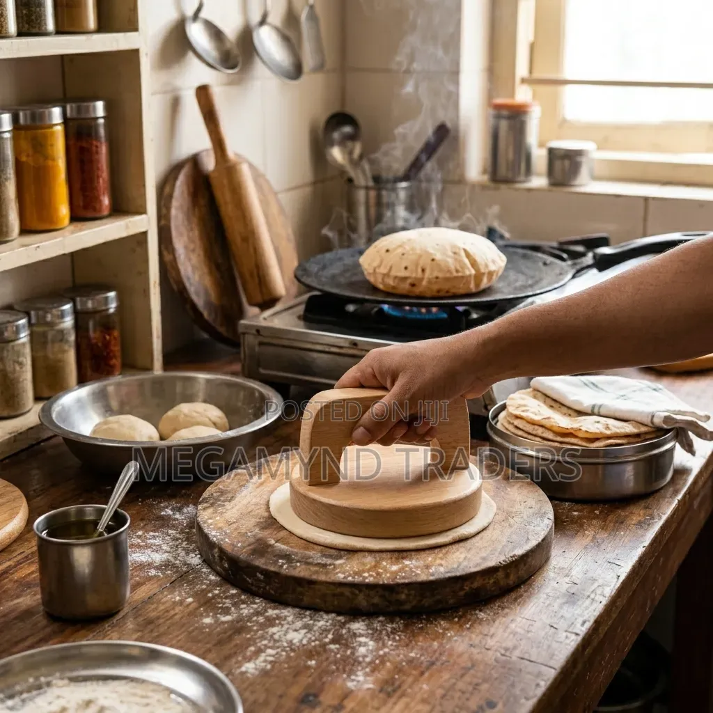 Chapati Spinning Wooden Holder/ Roti Press