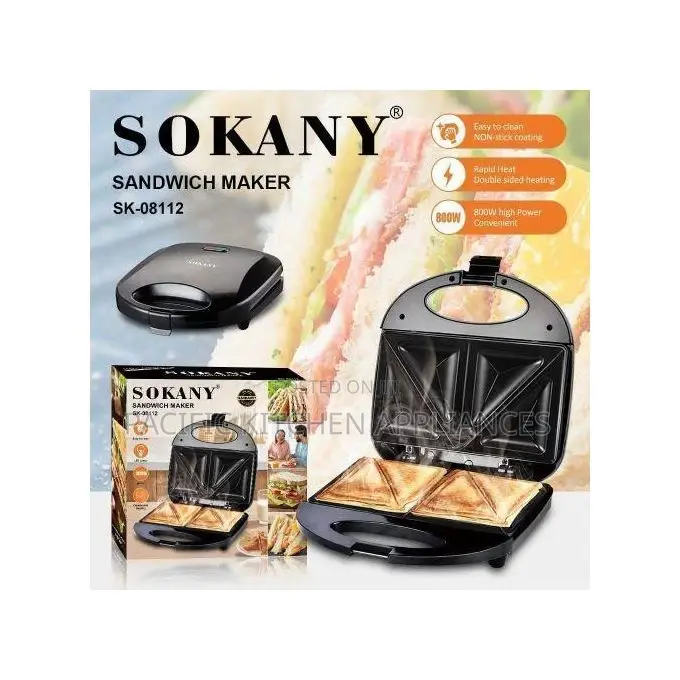 Sokany Heavy-Duty 2 Slice in 1 Sandwich Maker and Bread Toaster