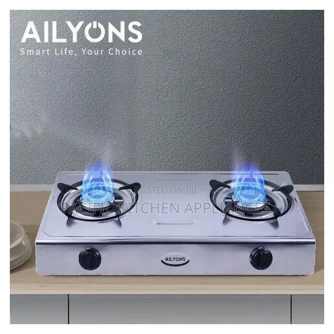 AILYONS GS017 Gas Cooker Double Burner Stainless Steel Table Top