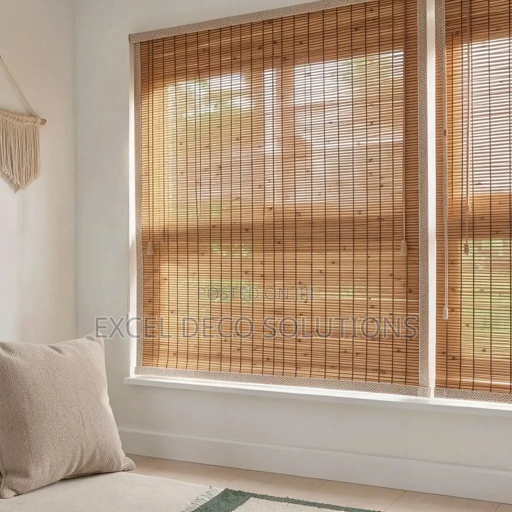 Roll Up Bamboo Blinds - Natural Wooden Window Shades Blinds