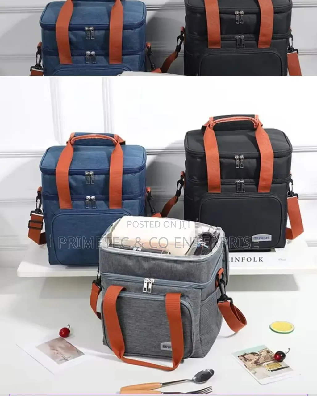 Double Layer Insulated Lunch Bag With Removable Strap.