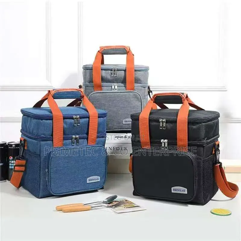 Double Layer Insulated Lunch Bag With Removable Strap.