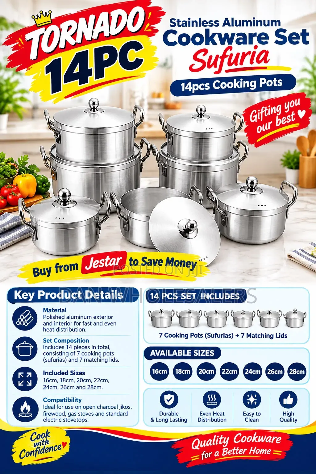 14pc Stainless Steel Cookware Set 