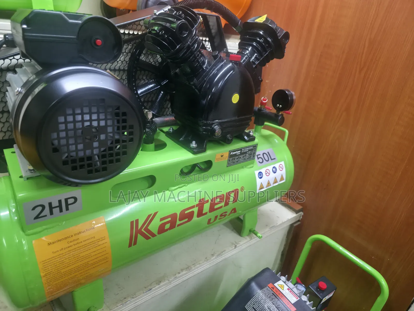 Kasten USA 50-Liter, 2HP Belt-Driven Electric Air Compressor.