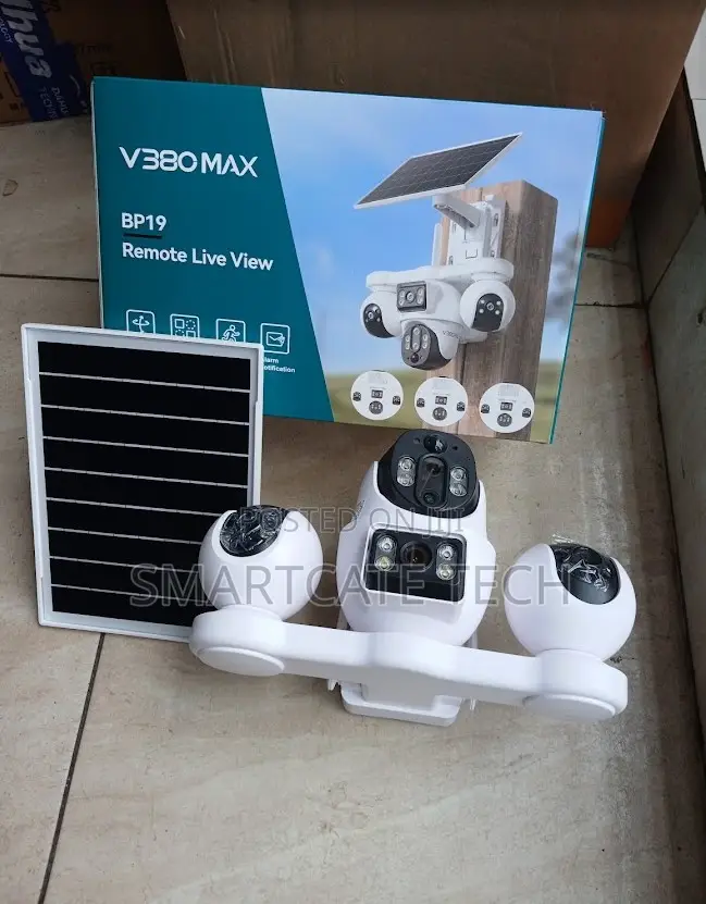 V380 Pro 4-Lens Solar PTZ Camera –Wireless CCTV Security Camera