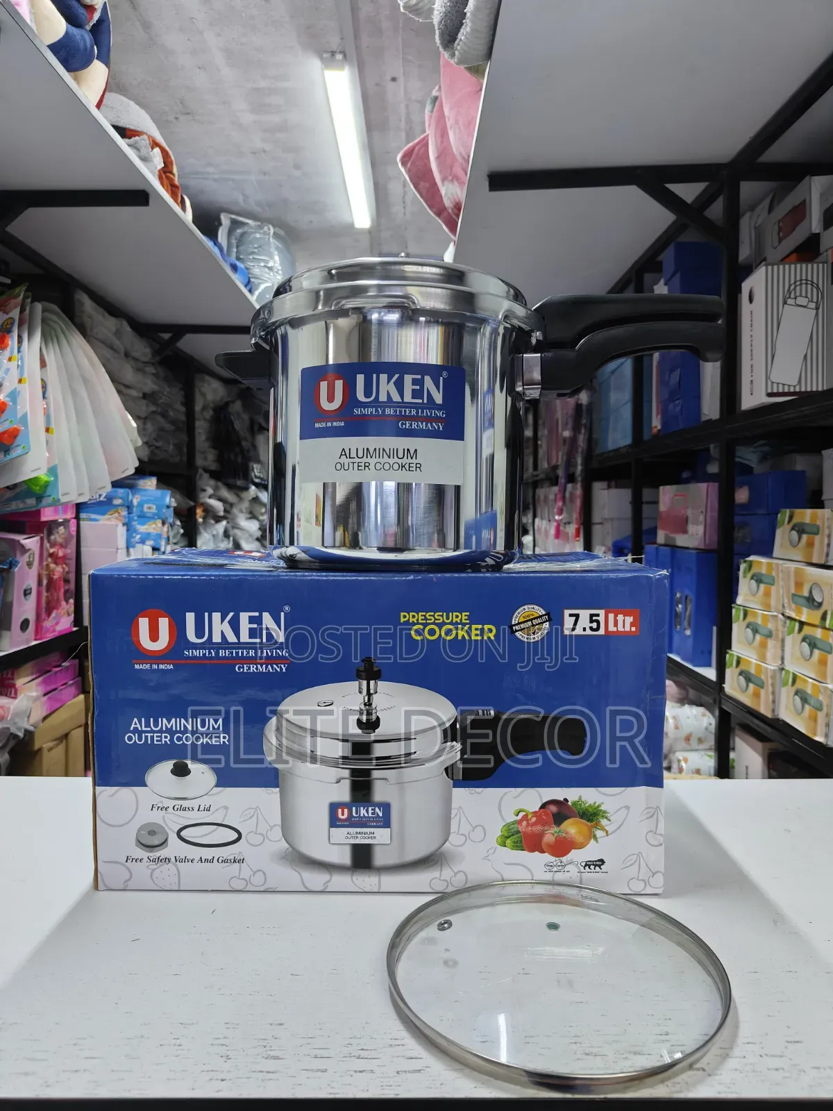 UKEN 7.5L Aluminium Pressure Cooker With Glass Lid – Extra Gasket