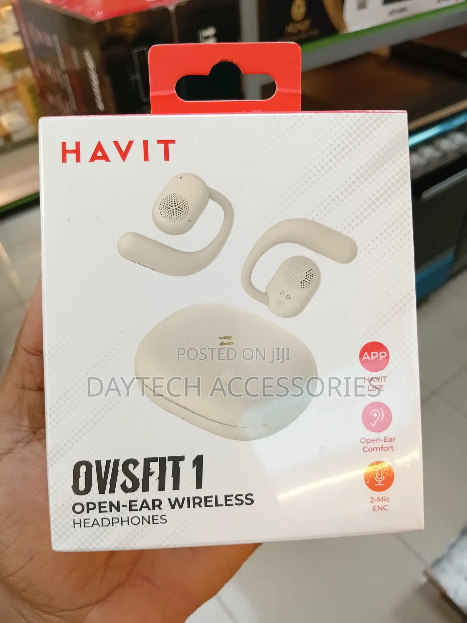 The Havit Ovisfit 1 (OWS914) Open-Ear Wireless Headphones in Beige