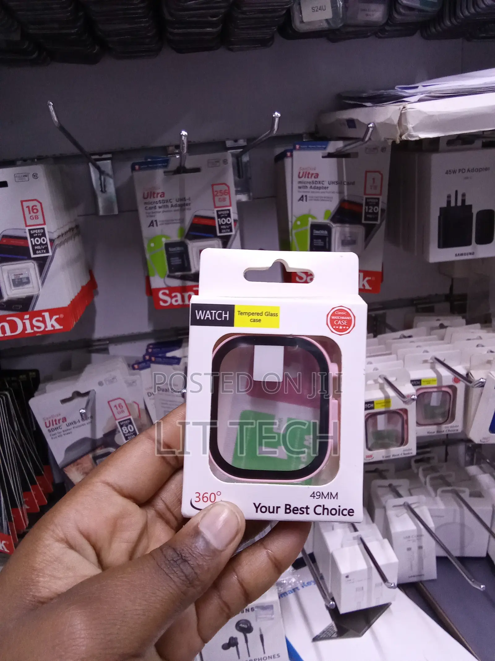 49mm Smartwatch Bumper Case With a Glass Screen Protector Light Pink.
