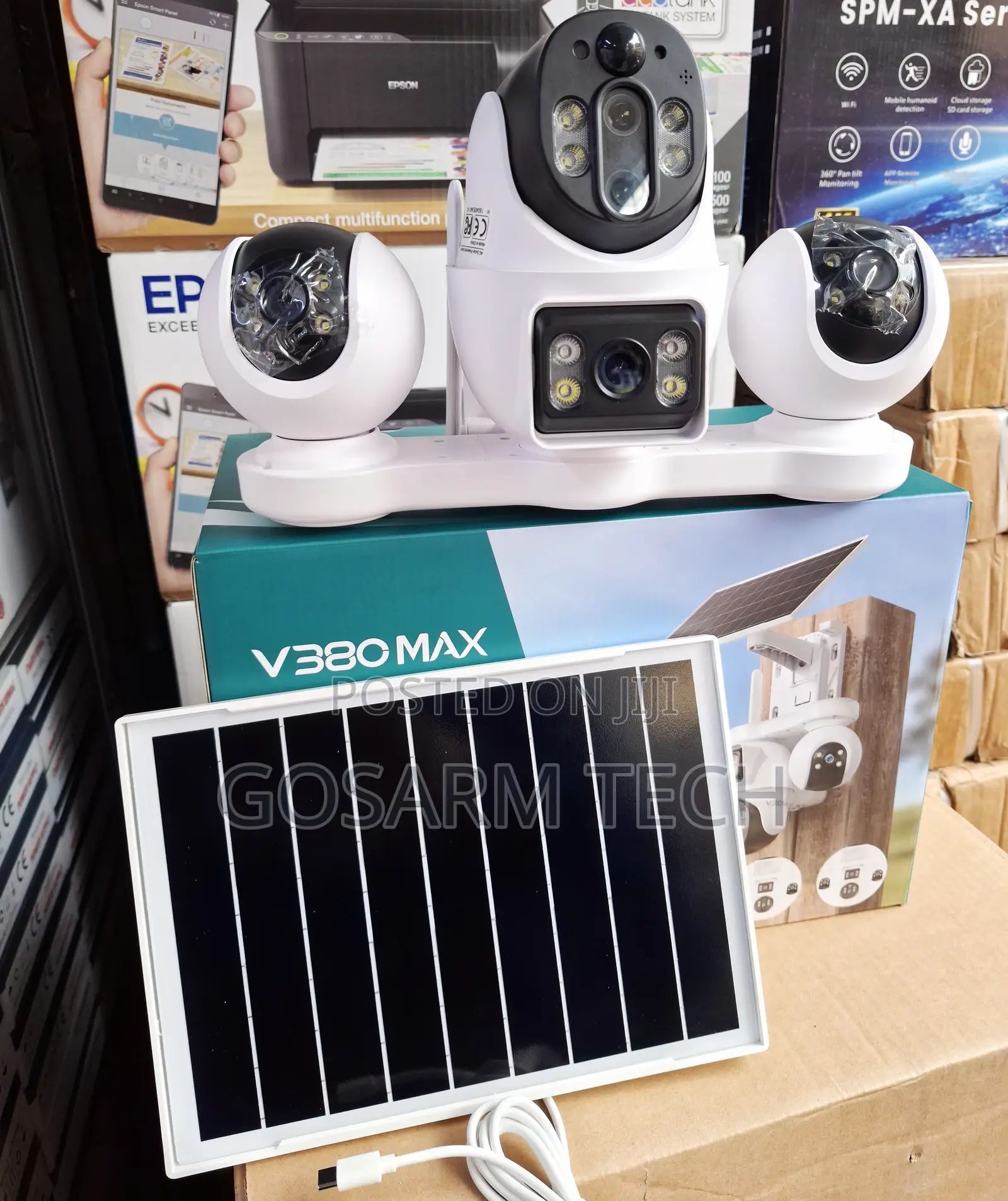 V380 Pro 8MP 4G LTE Solar-Powered Quad Lens 4 Lenses PTZ Camera