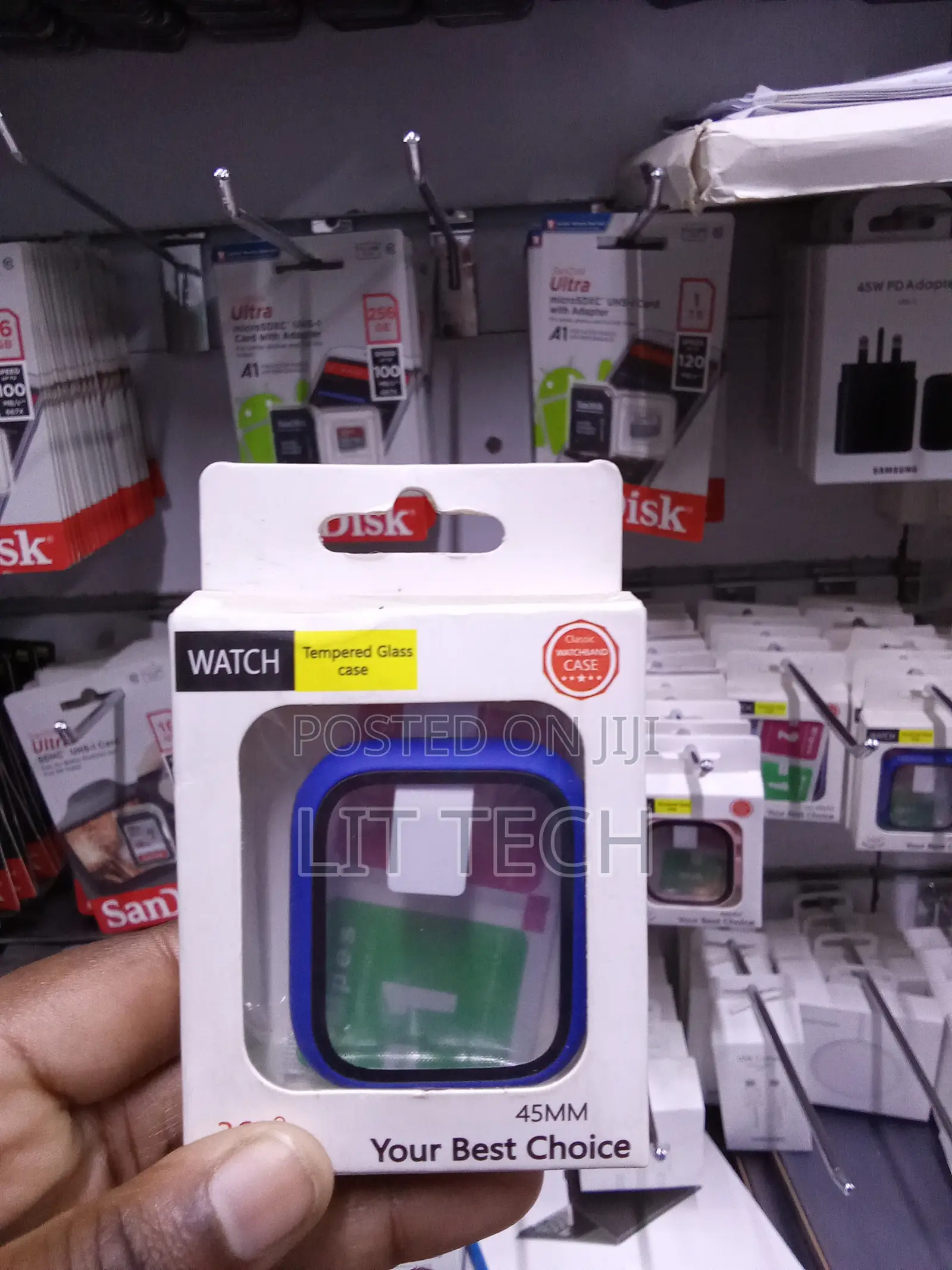 45mm Blue Bumper Case With Built-in Tempered Glass Screen Protector