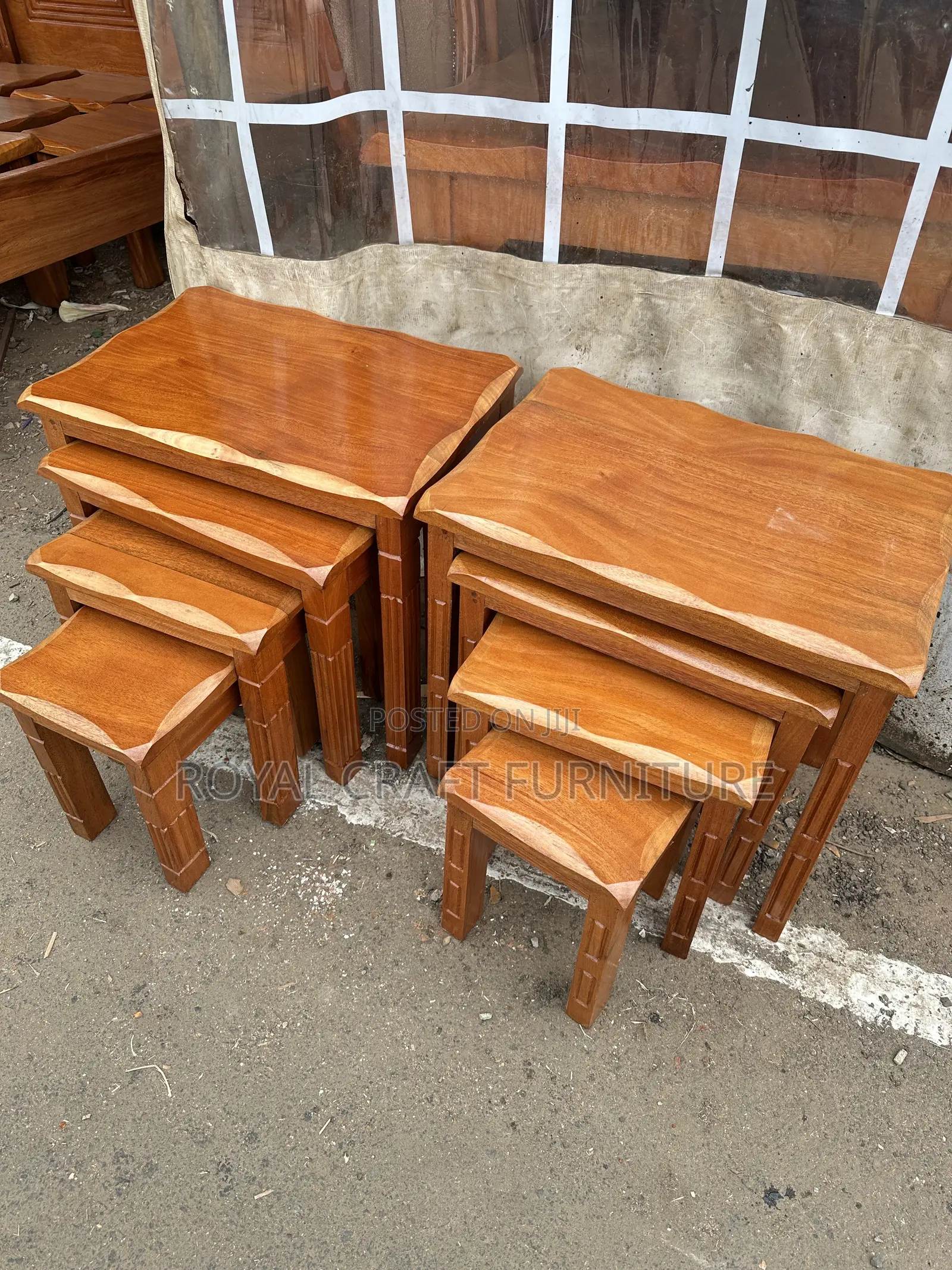 Versatile Premium: 4-Piece Solid Mahogany Nesting Stools Set