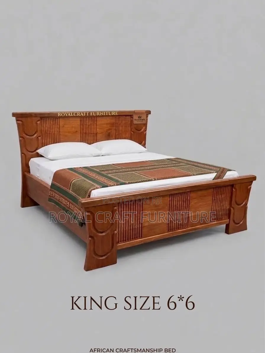 Royal Comfort: Handcrafted 6x6 Mahogany Wood Bed