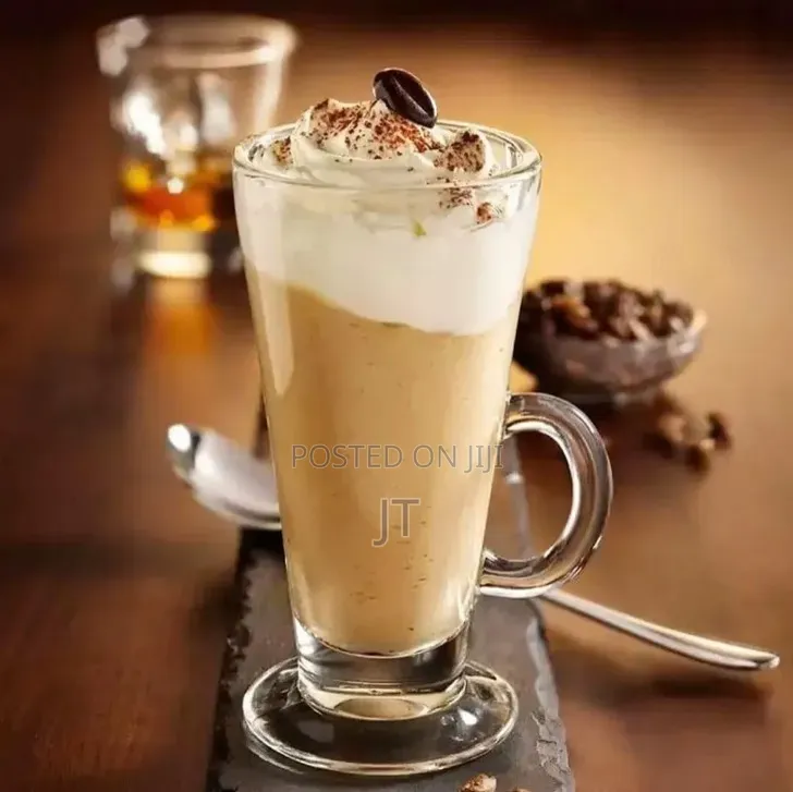 Elegant 300ml Latte Glass Set of Six Clear Modern Drinkware