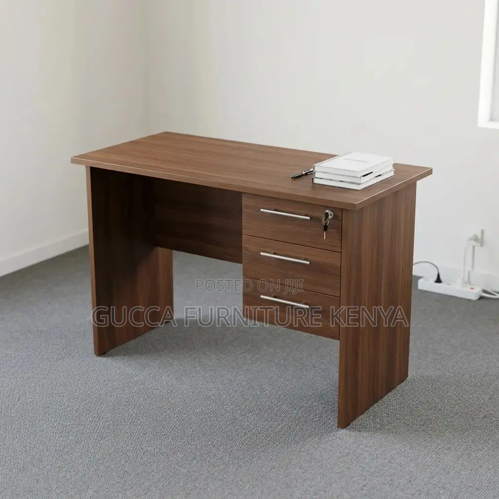 Brown Generic Computer Desk With Drawers