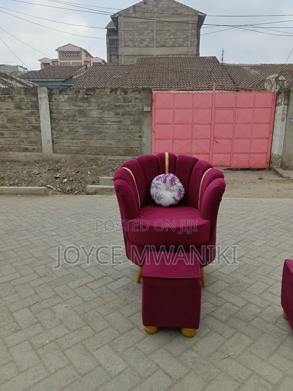 Pedicure Single Flower Seat With a Matching Square Stool
