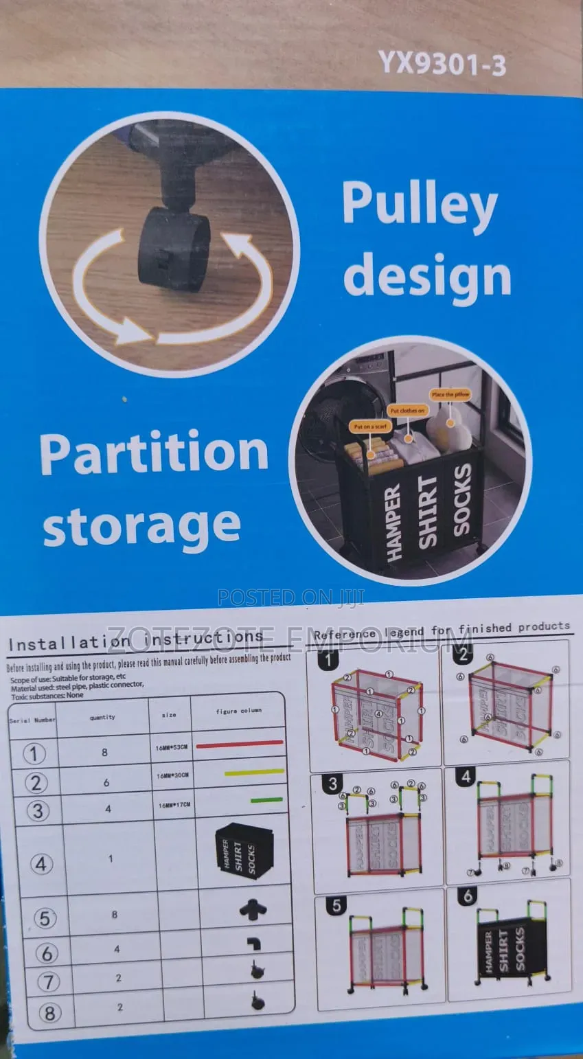 Partitioned Laundry Basket Trolley