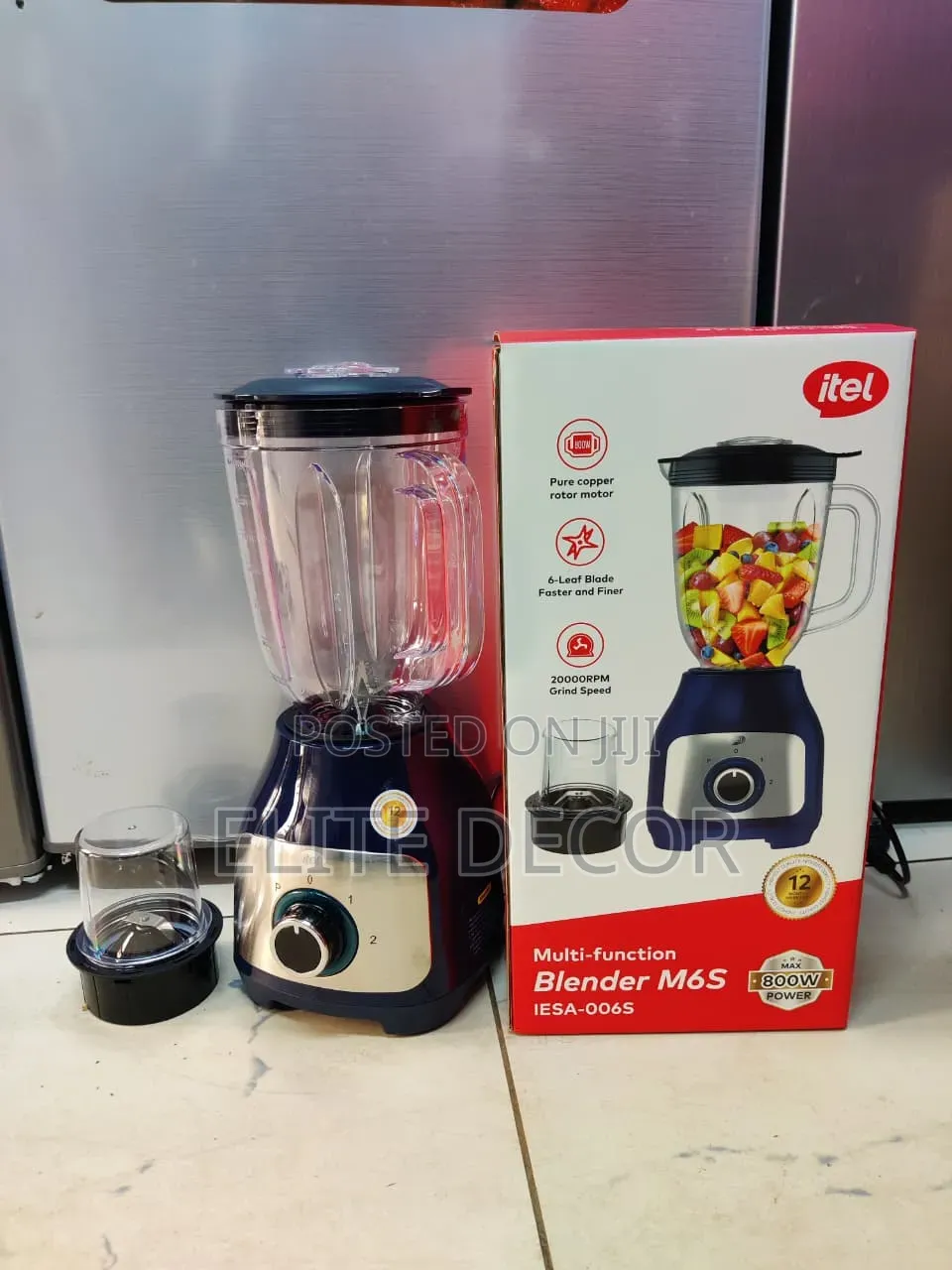 Itel M6S 800W Multi-Function Blender – 1.8L Jug + Grinding Cup