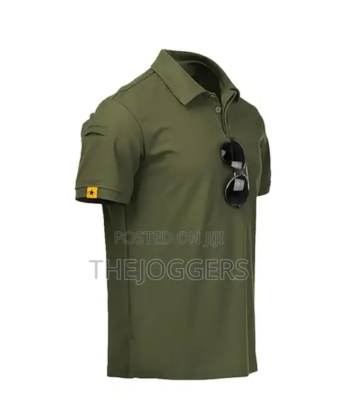 Men's Tactical,Breathable,Sweat-Wicking Golf Polo T-Shirt With Pocket
