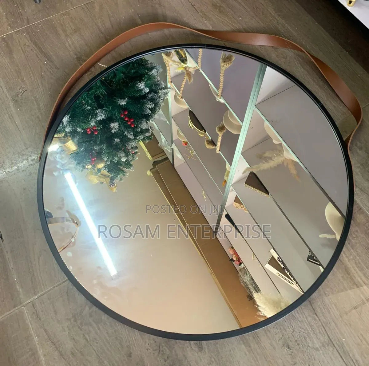 Bathroom Mirror With Leather Strap