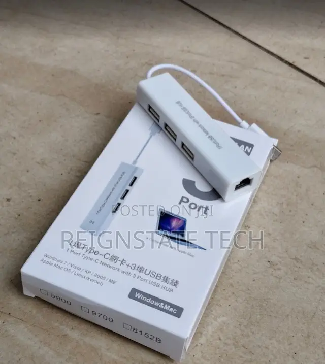 Type C to Ethernet Port With USB 3Ports