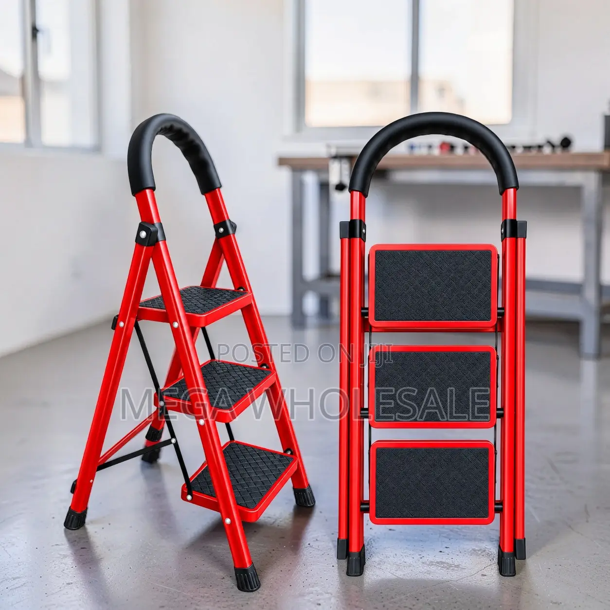 2,3,4 5 Step Folding Ladder Textured Surface for Garage Tasks