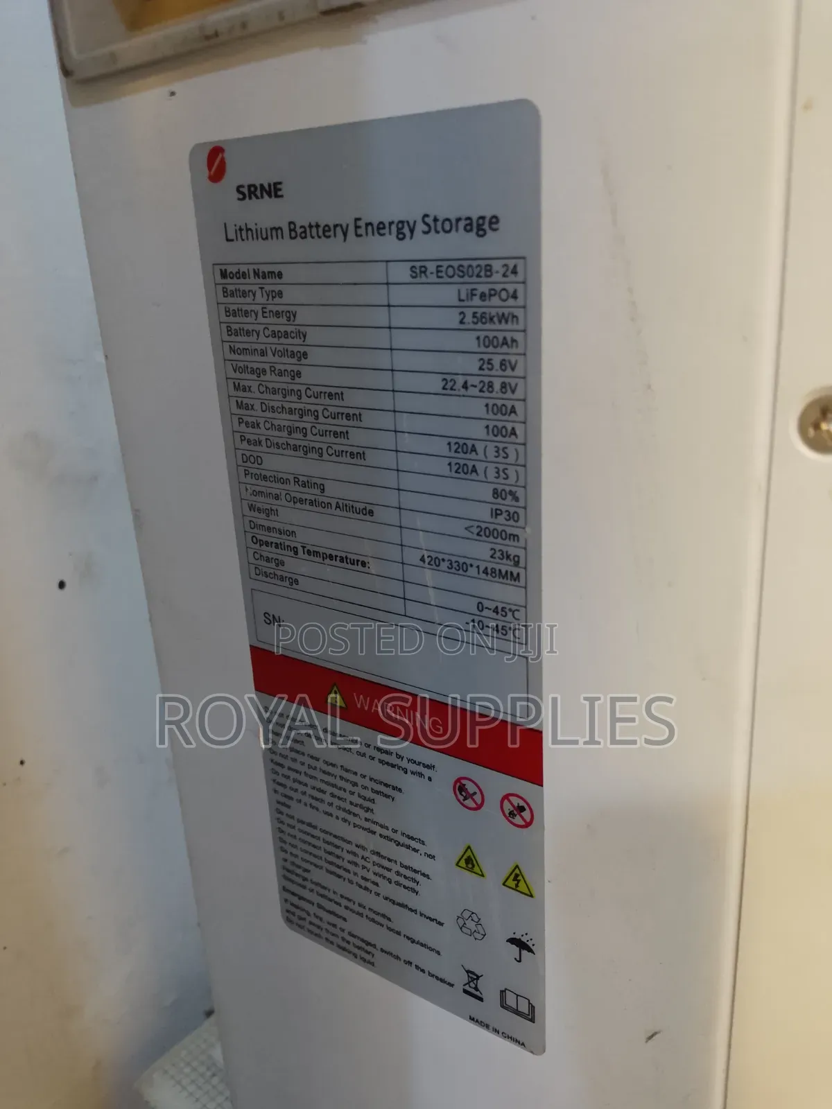 Srne Lithium Battery 100ah 24v 2.56kwh