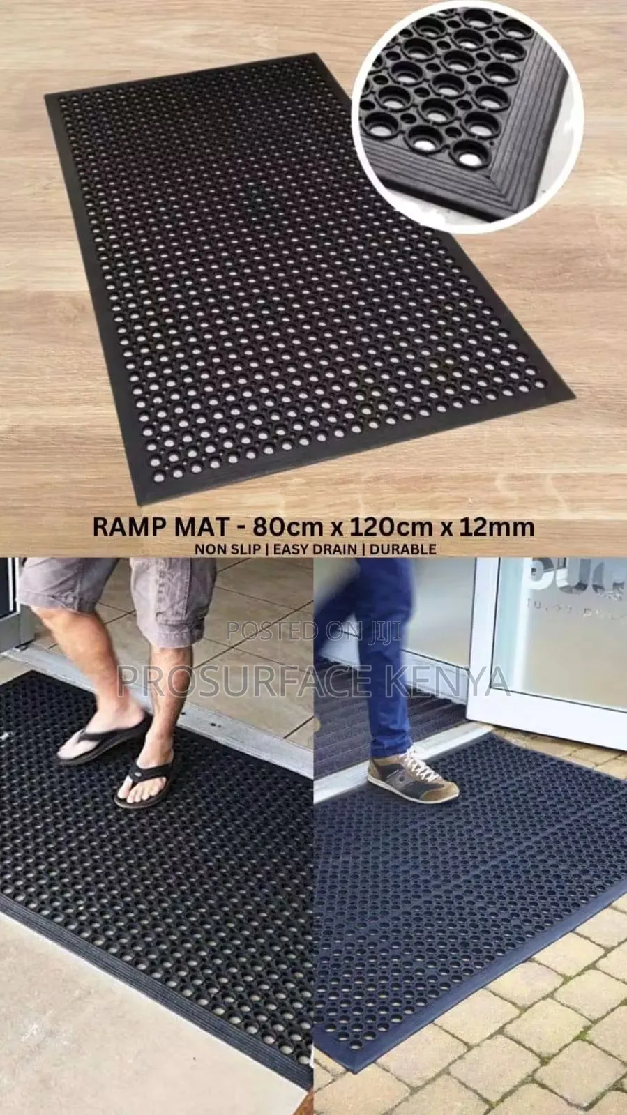 Door Entrance Mat 80x120cm | Heavy Duty Non Slip Ramp Mat