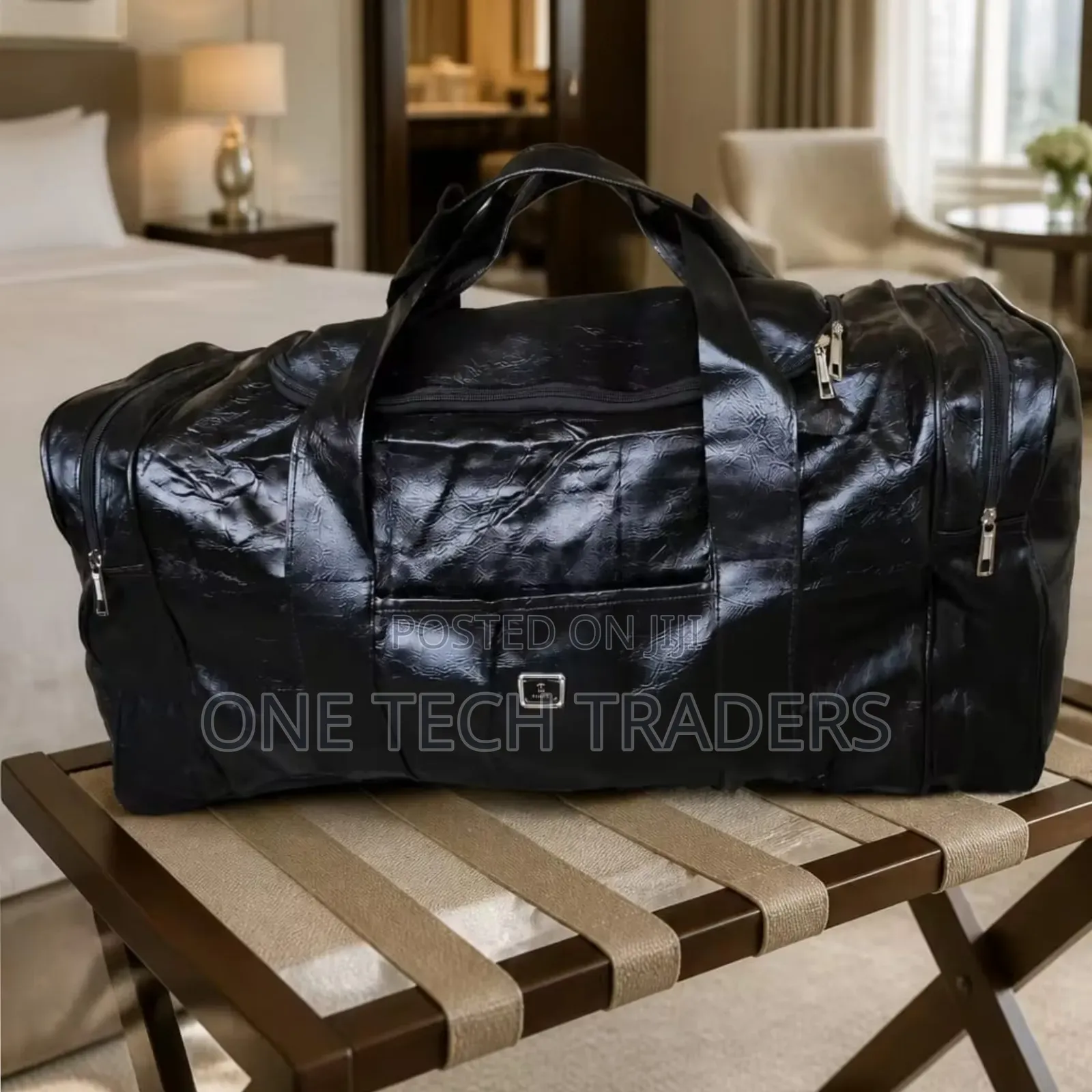 Unisex Travel Bag, Shiny Polished Leather