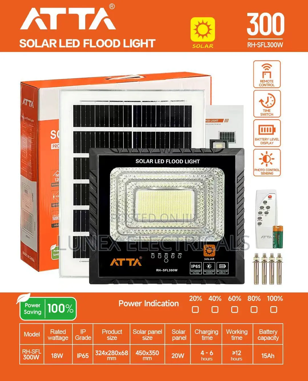 ATTA 300W Solar LED Flood Light
