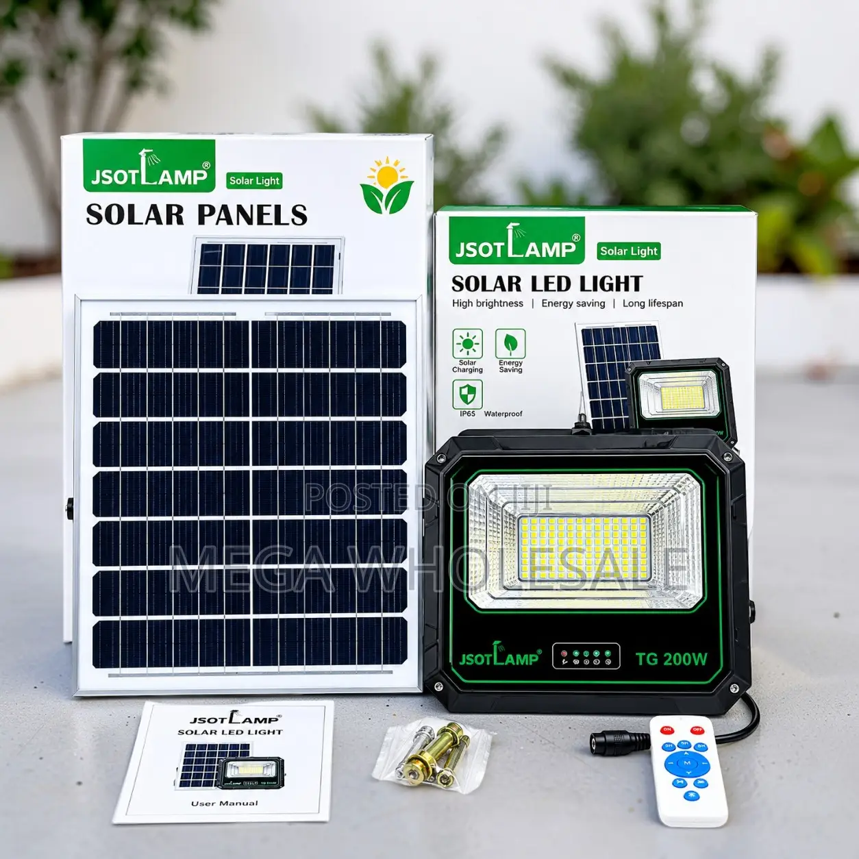 Bright Lighting 200W Watts Outdoor Security LED Solar Flood Light