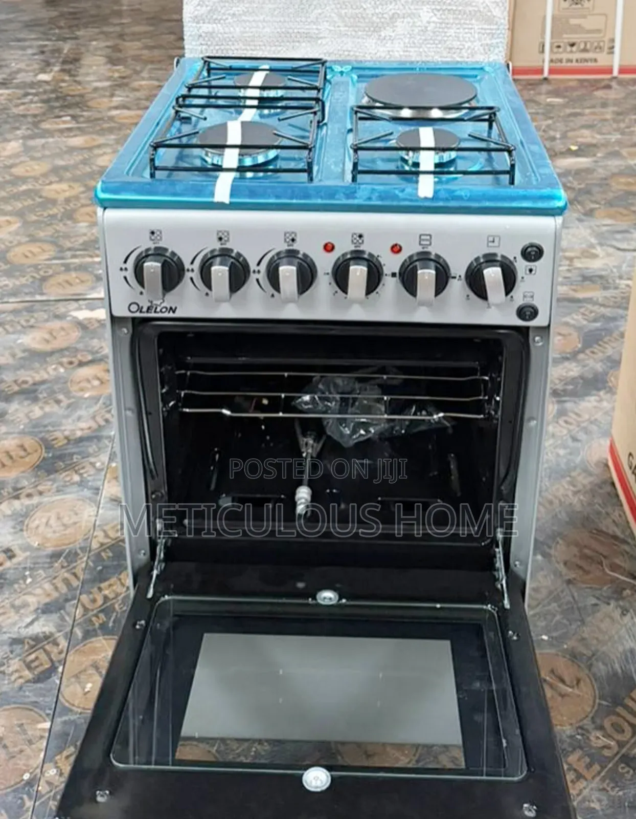 New Model: 50*55 Olelon 3 Gas Cooker, 1 Hotplate With Electric Oven