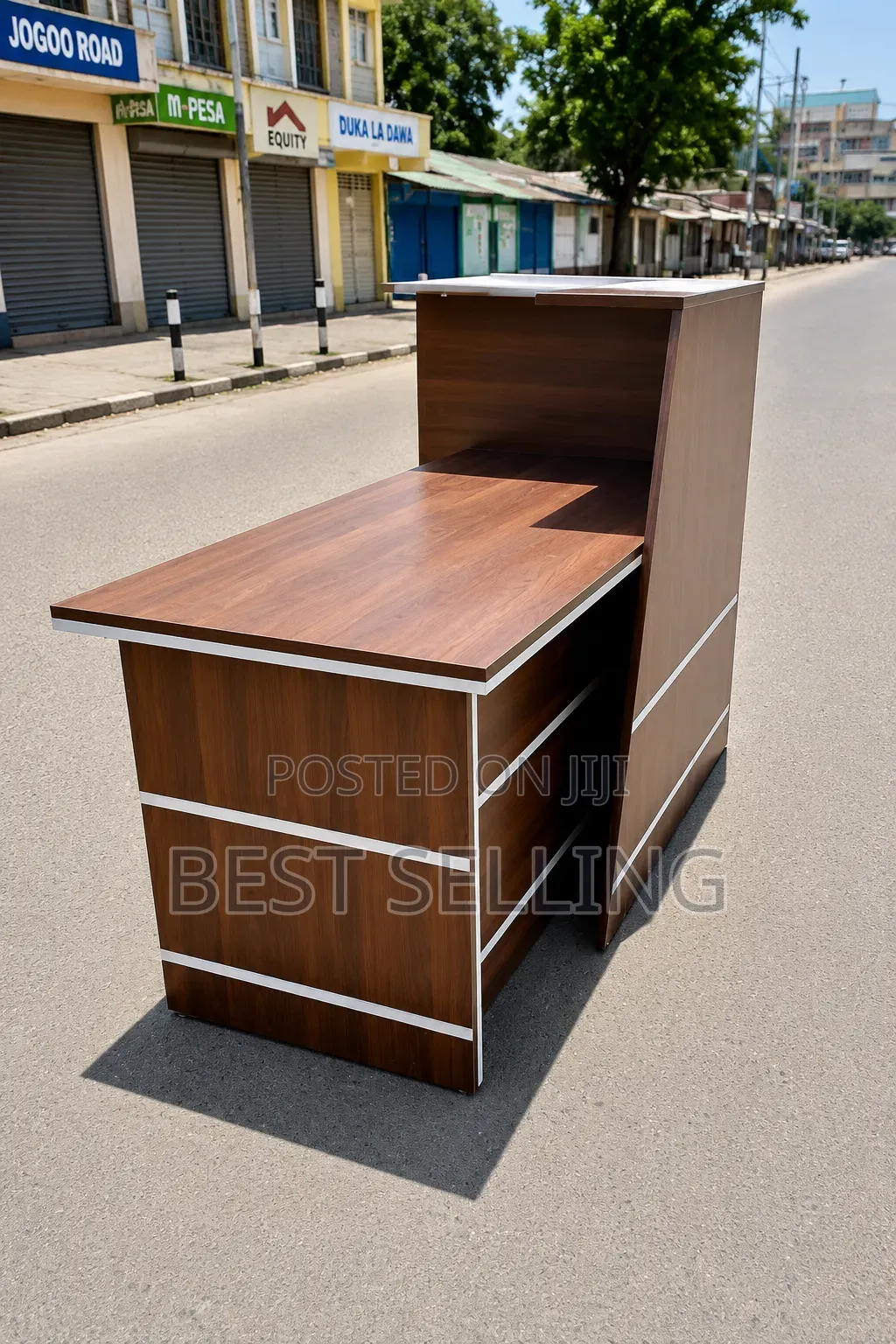Elegant and Stylish Brown Customer Service Desk Reception