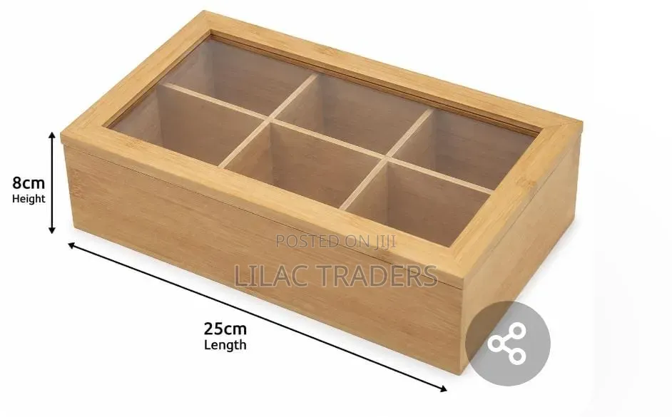 Wooden Tea Box Organizer 6 Compartments*esj