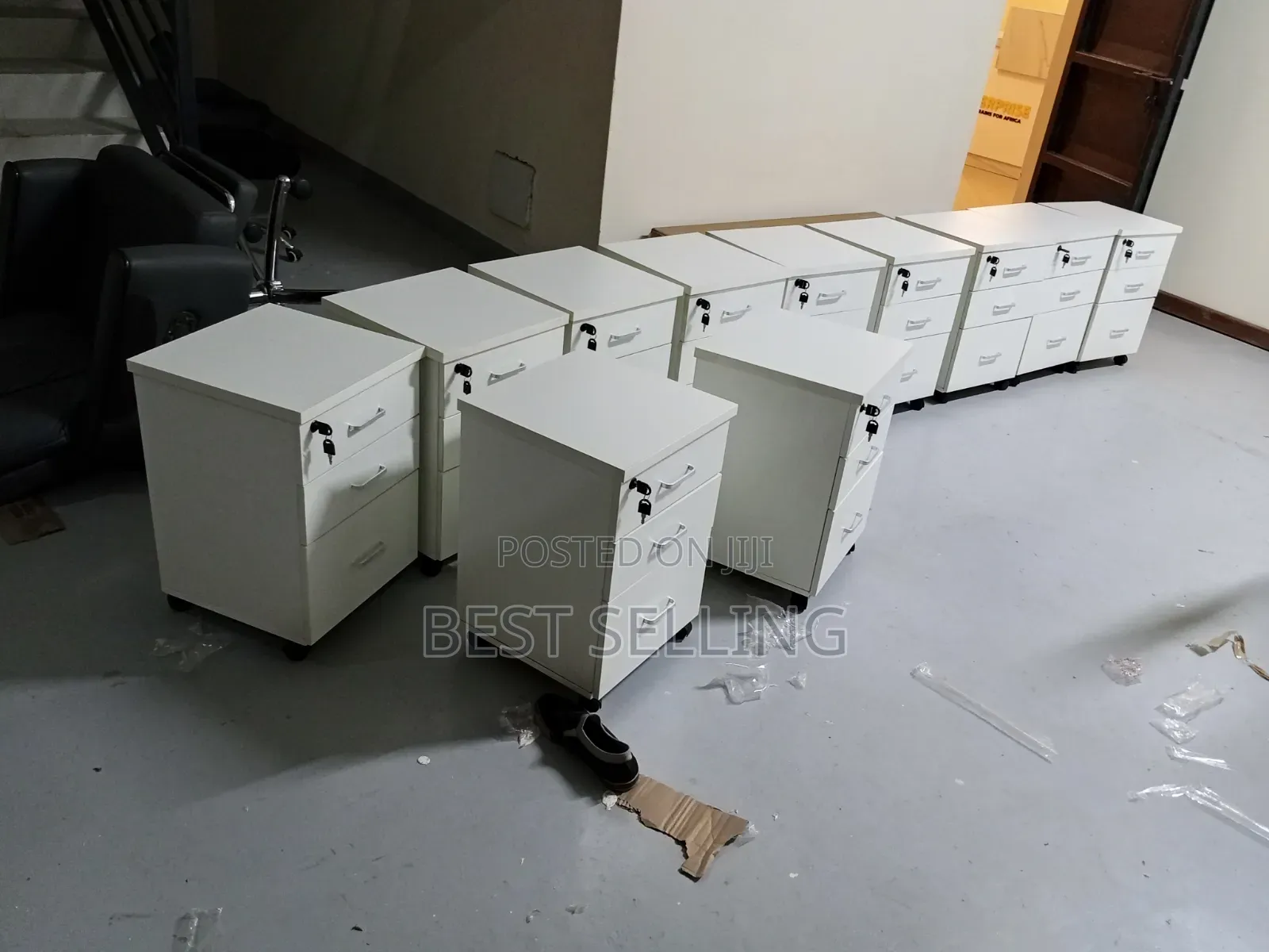 White 3 Drawers Pedestal Drawers