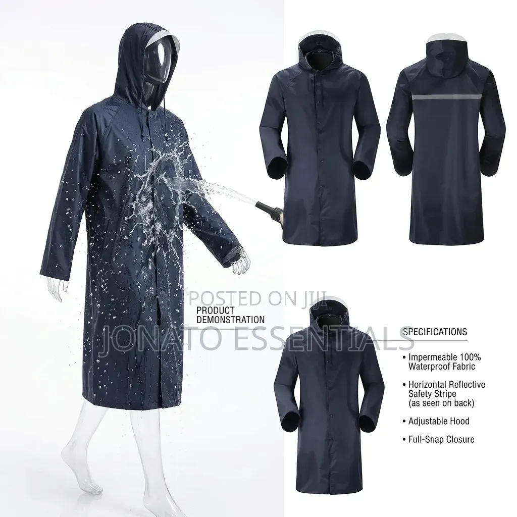 Heavy Duty Waterproof Raincoat - Navy Blue Rain Suit Coat Kenya