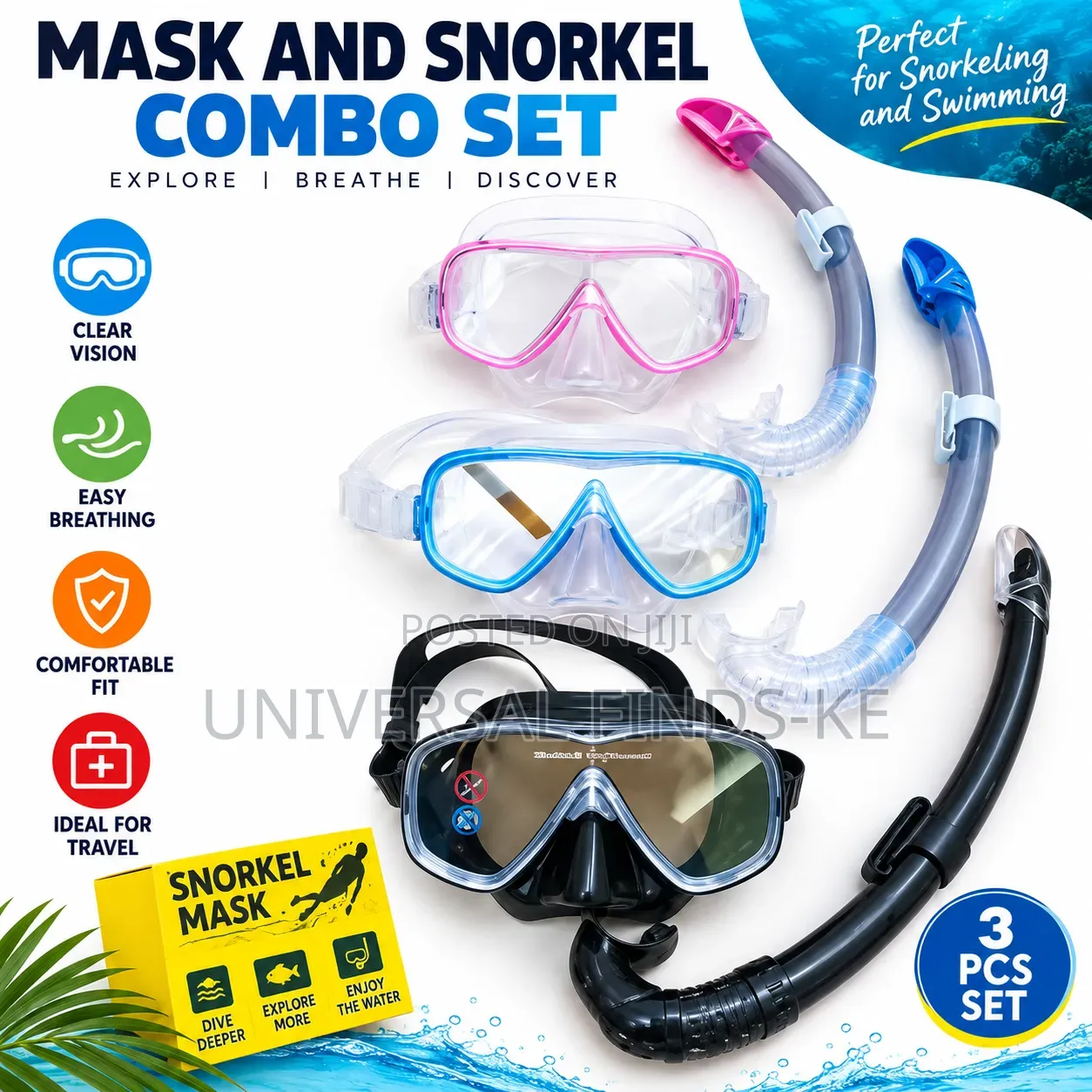 Diving Goggles With Snorkel Set – Swimming Mask