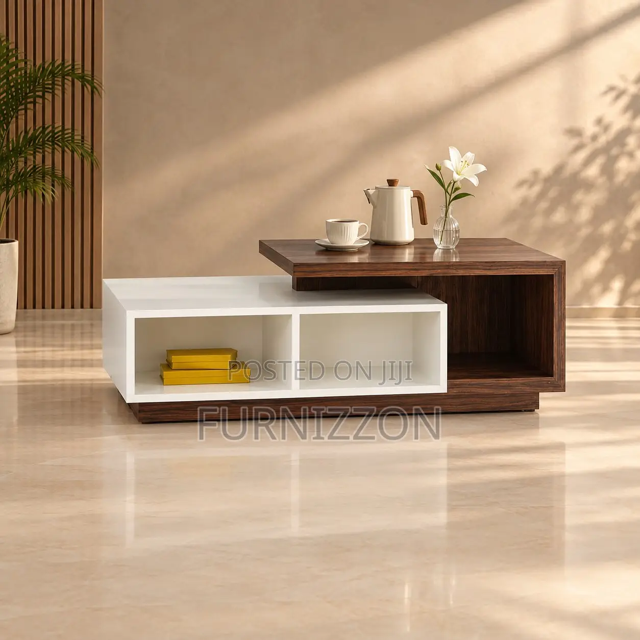 White Walnut Two-Tier Coffee Table