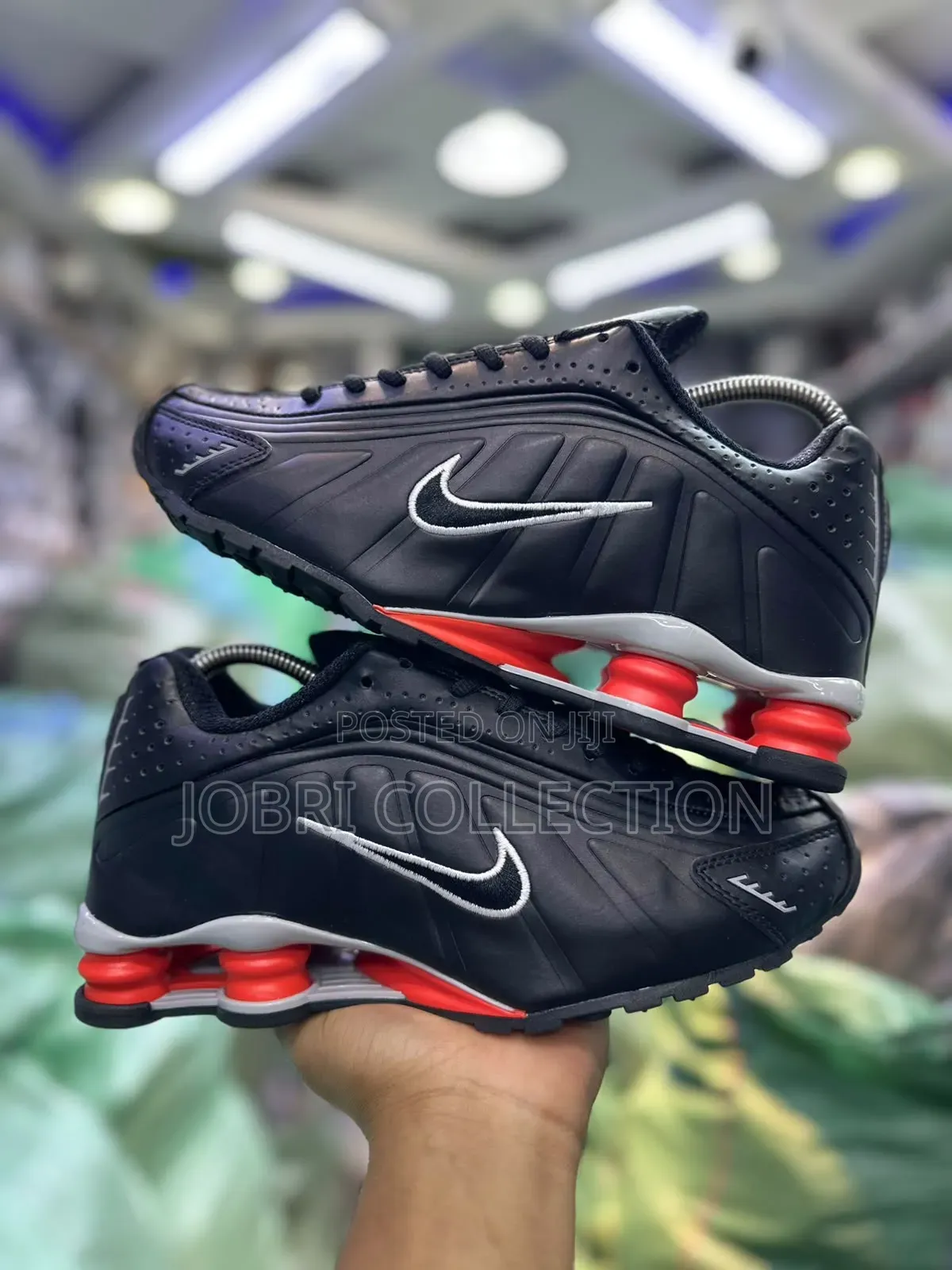 Nike Shox R4 ” Black Red Reflective “ Quality Leather Sneakers