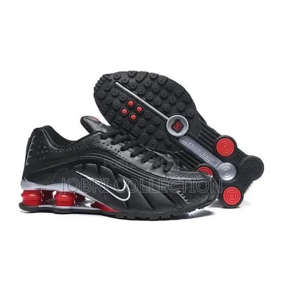 Nike Shox R4 ” Black Red Reflective “ Quality Leather Sneakers
