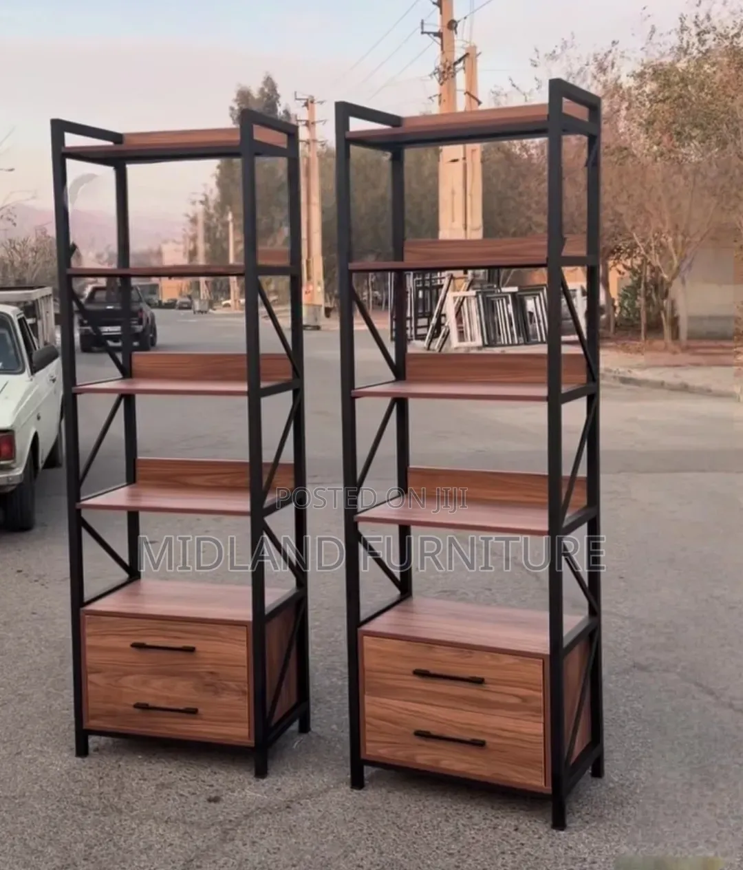 Modern Display Cabinet With Metallic Frame Pay on Delivery