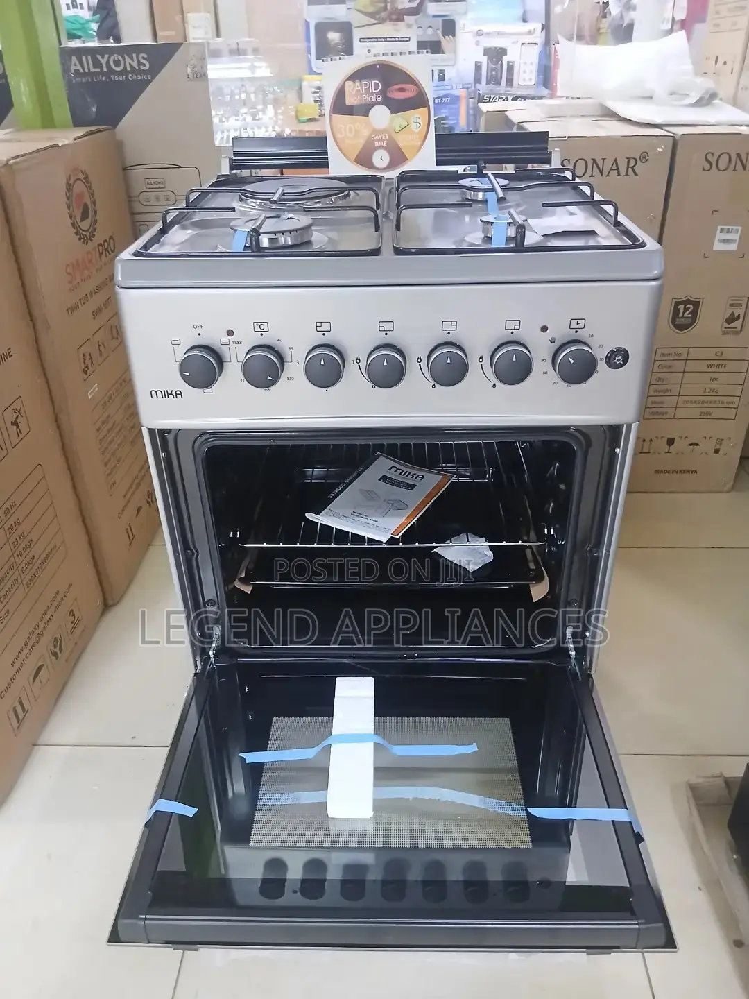 MIKA 58cm X58cm Standing Cooker 3 Gas + 1 Electric