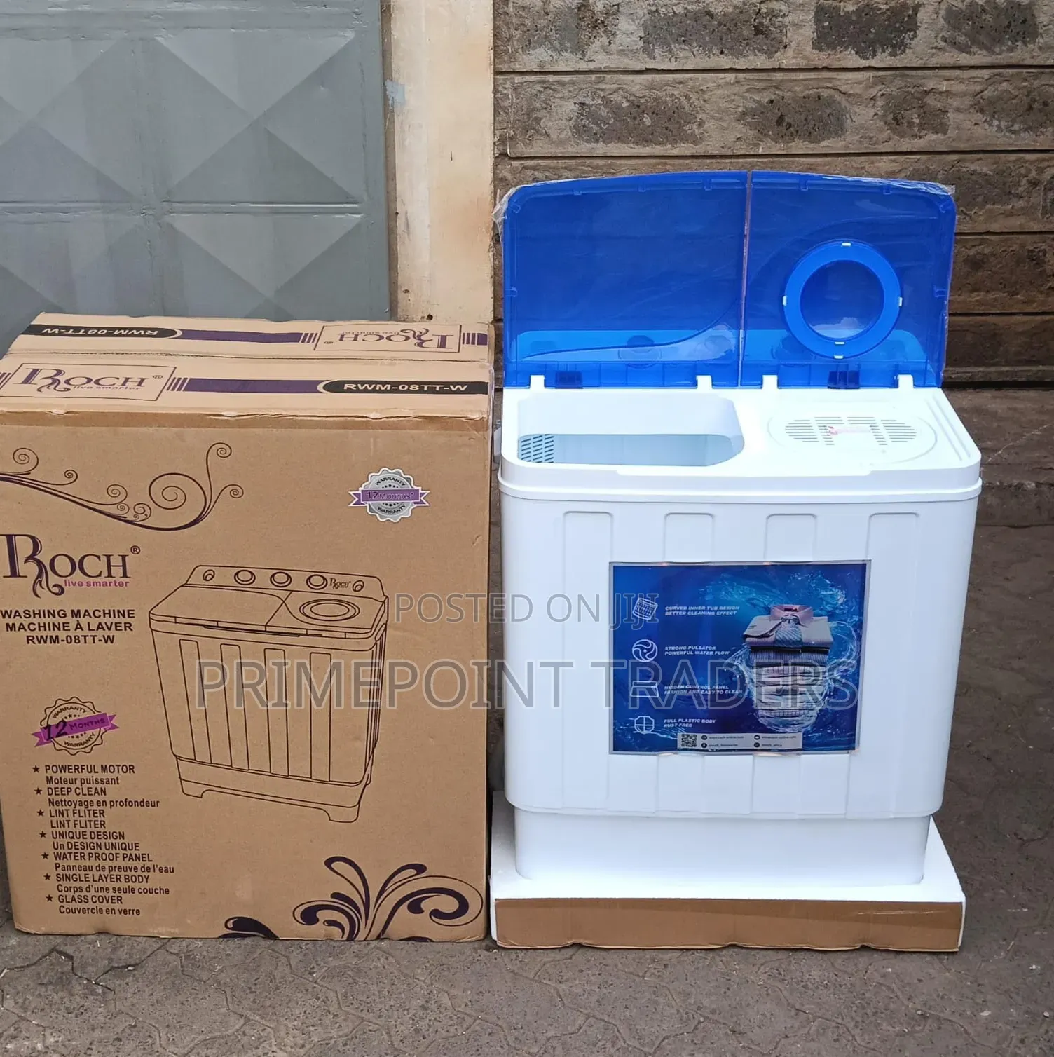 Roch 8KG Semi-Automatic Twin Tub Washing Machine – 8KG Capacity