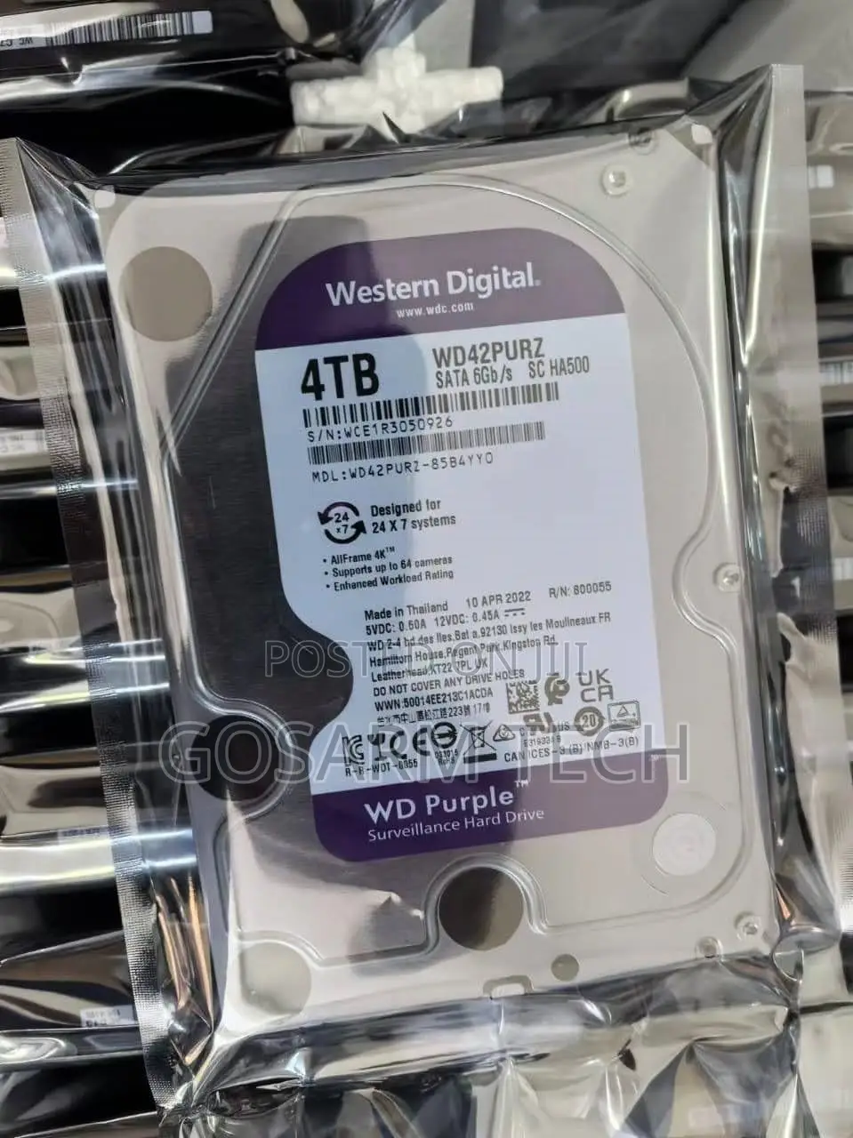 Original 4TB WD Purple Surveillance HDD for CCTV Security Systems