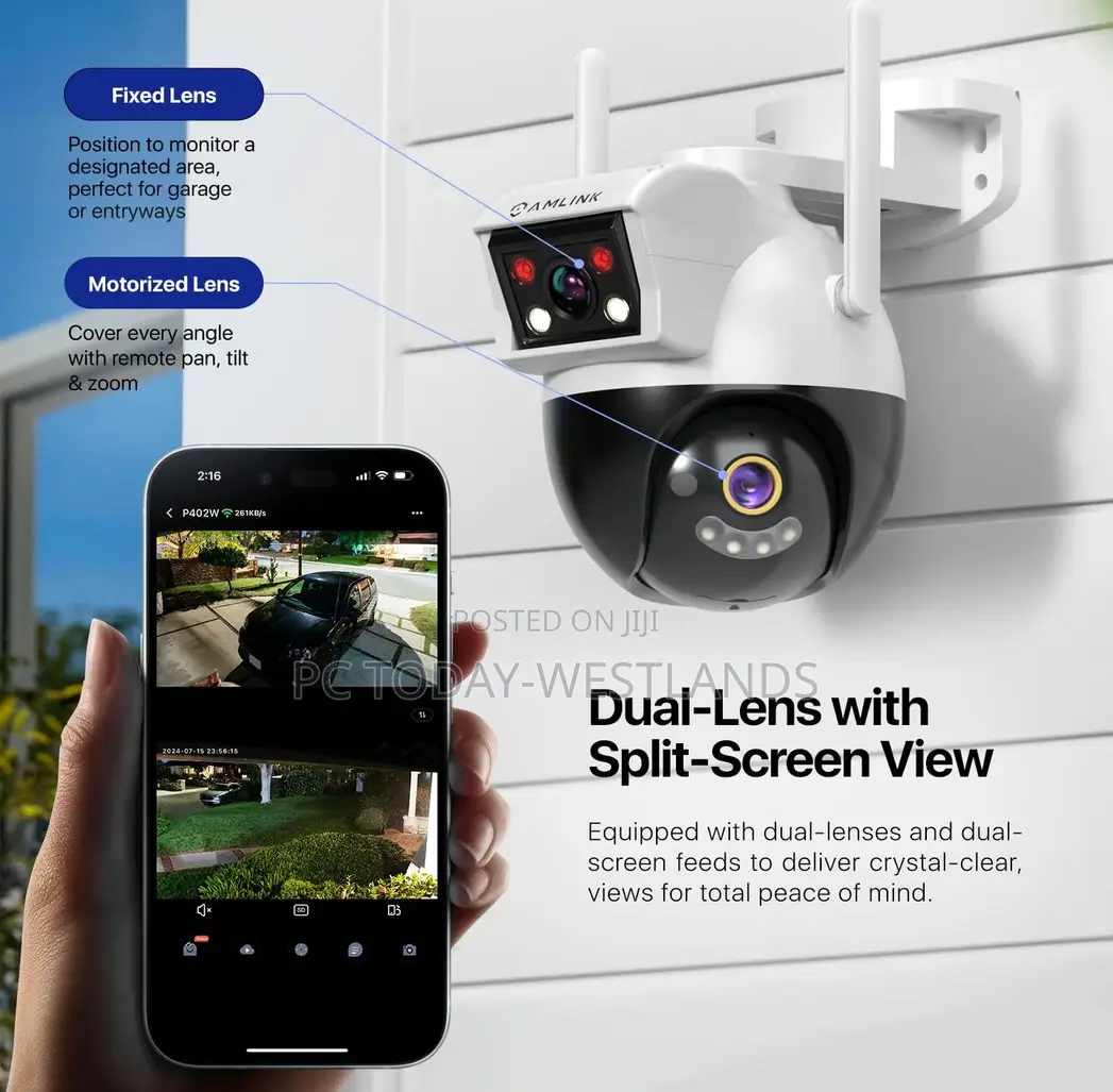 AMLINK Dual-Lens WiFi Camera Outdoor, Human Detection, Motion-Tracking