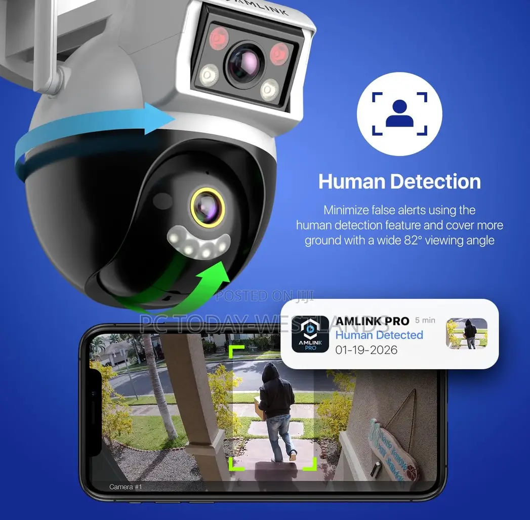 AMLINK Dual-Lens WiFi Camera Outdoor, Human Detection, Motion-Tracking