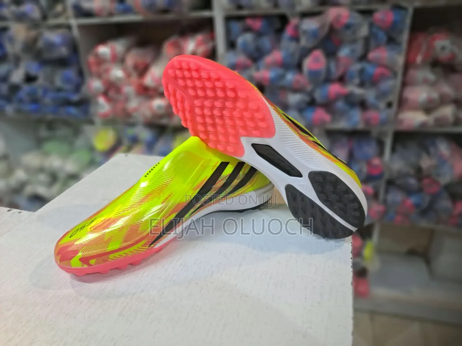 Adidas F-50 Hyperfast Trainers Luminous Green Black Stripes