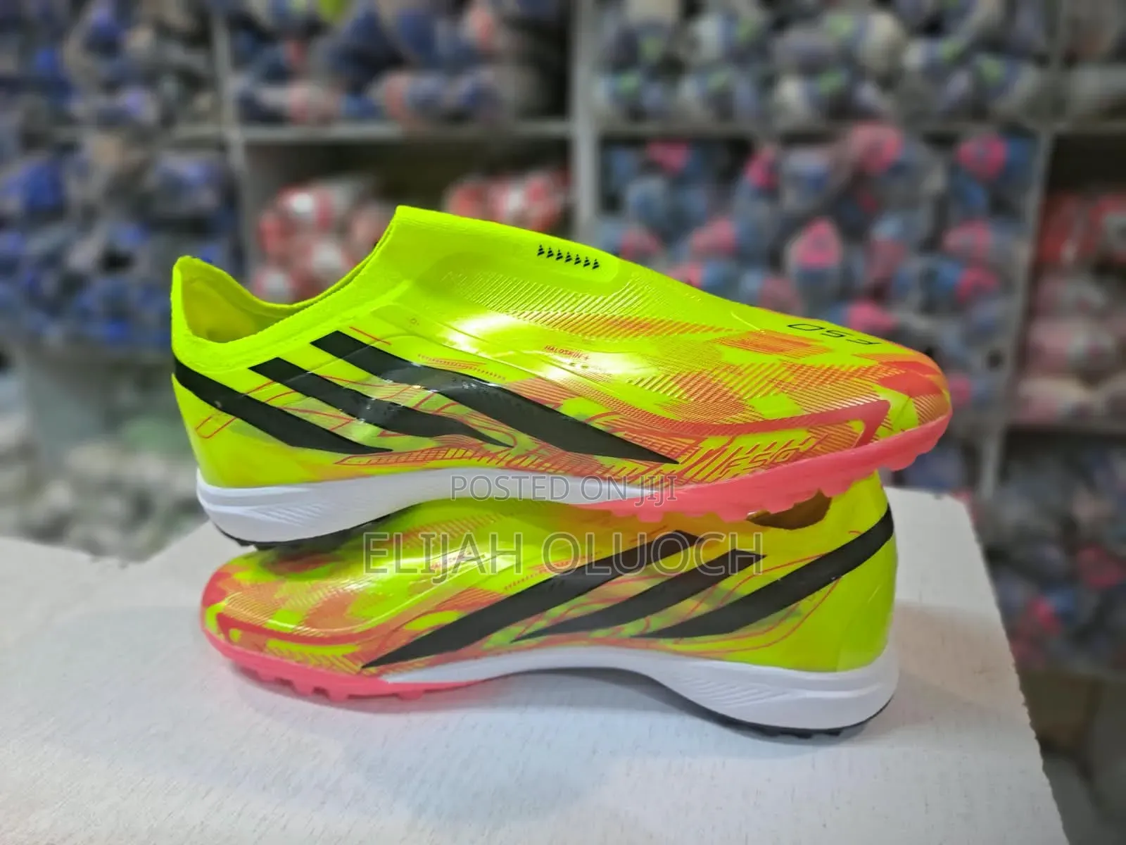 Adidas F-50 Hyperfast Trainers Luminous Green Black Stripes